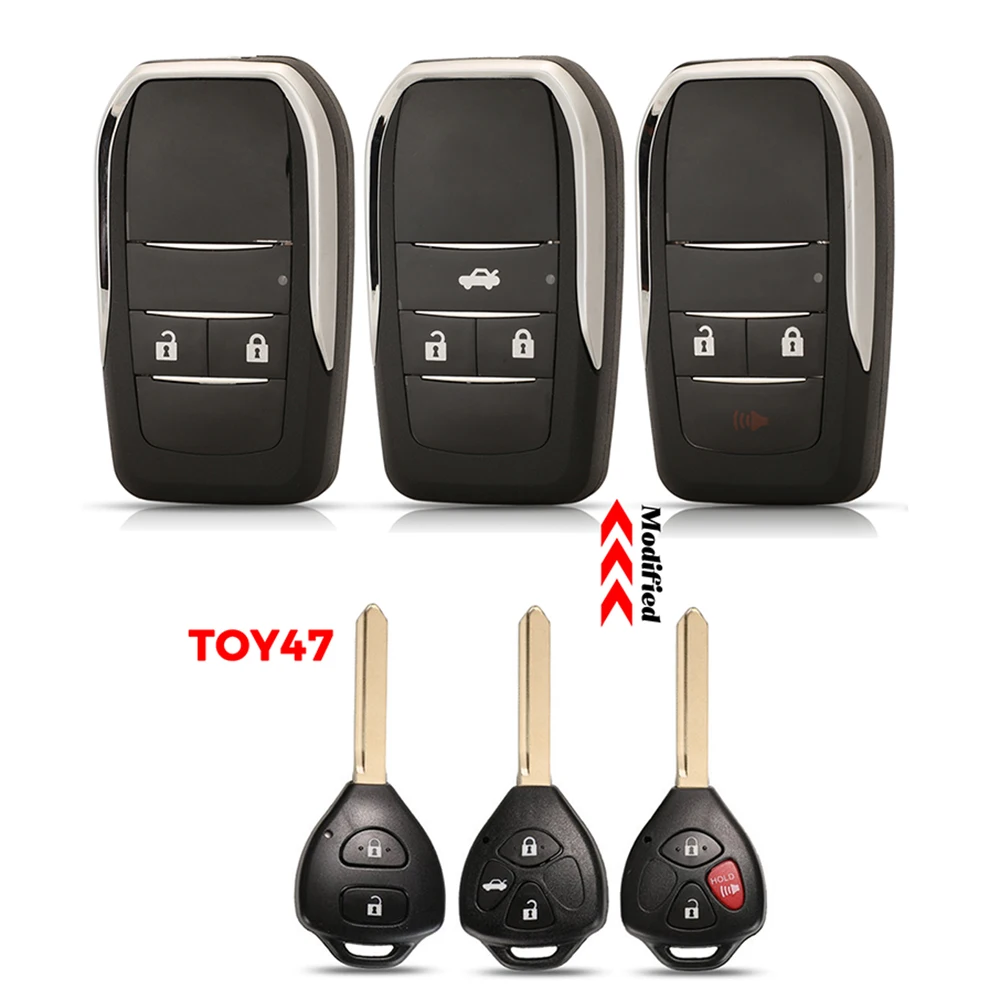 

jingyuqin Remote Car Key Shell Case For Toyota Camry Avalon Corolla Matrix RAV4 Venza With TOY47 Blade FOB Modified