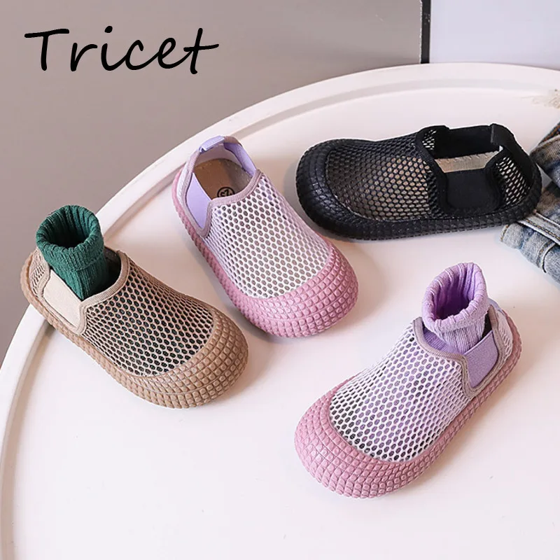 Mesh Breathable Children Casual Shoes Summer Slip On Soft Bottom Sneakers For Girls Boys School Solid Toddler Kids Sport Shoes