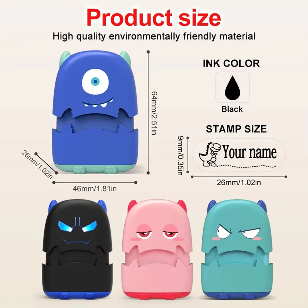 Custom Cartoon Baby Name Stamp Kit - Reusable for Cotton/Modal Clothes & School Bags Non-Toxic Waterproof Ink Name Stamp-Custom - view 3
