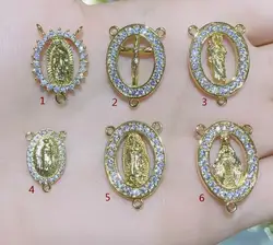 1pcs Virgin Mary cross Pendant Jewelry Making DIY Cubic Gold Plated Copper Accessories for necklace bracelet Make fsgs