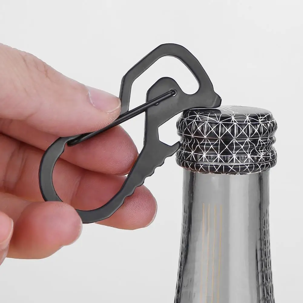 Keyring Bottle Opener Stainless Steel Pocket Keychain Carabiner Multifunctional Mountaineering Buckle Practical Hiking Equipment