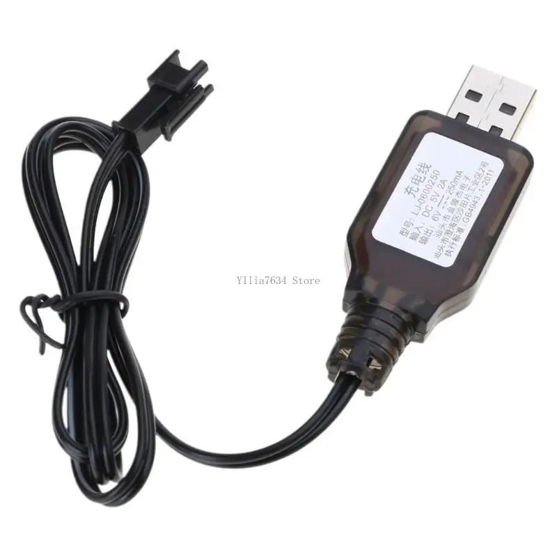  USB Charging Cable Power Supply Cord Wire for 6V NiCd NiMH Lithium Batteries with SM2Pin Connectors for Vehicles