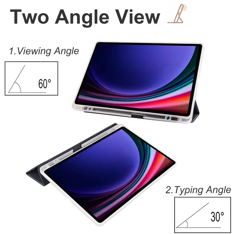 For Samsung Galaxy Tab S11 Case with Pencil Holder Folding Stand Soft Back Cover for Samsung Tab S11 SM-X730/SM-X736 Tablet Case