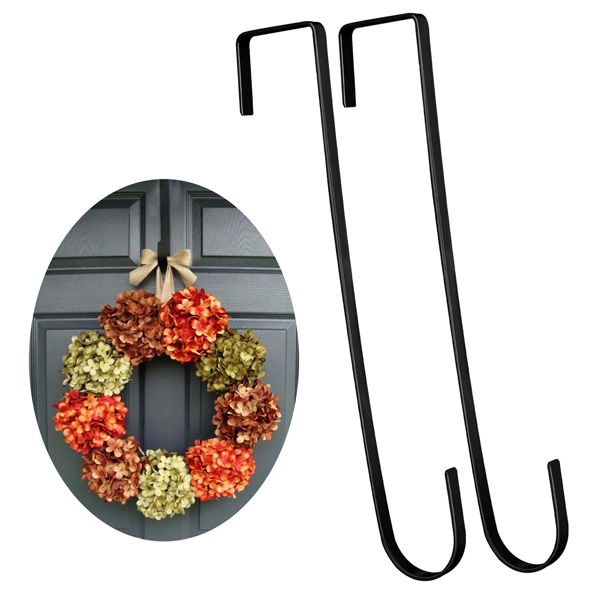 Flower Wreath Hook 12 Inch Non Perforated Metal Decoration Long Hook Flower Wreath Ring Door Hook