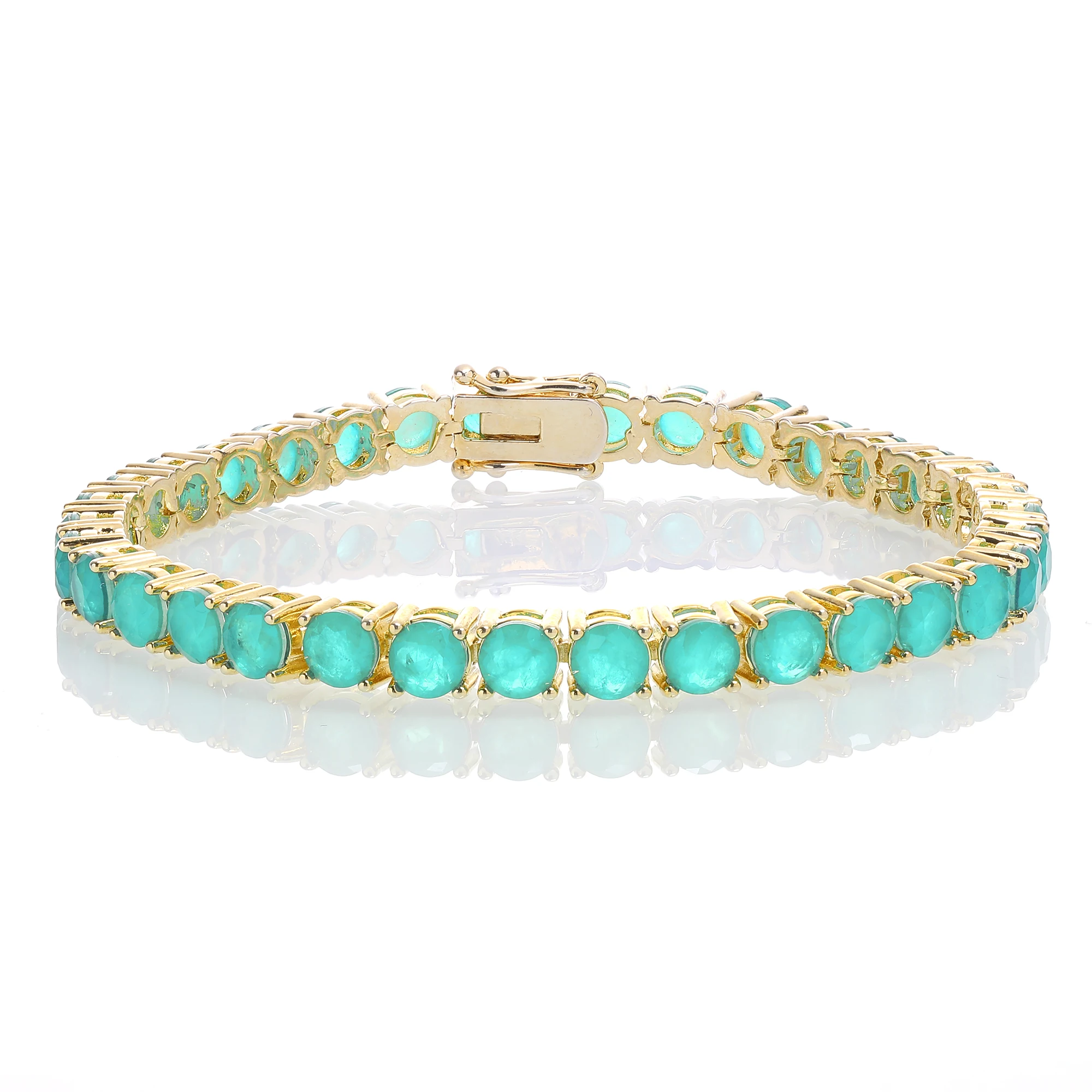 

Vientiane Jewelry Fusion Tennis Bracelet Tourmaline Blue - Gold Plated Round Double Stone Tennis Bracelet