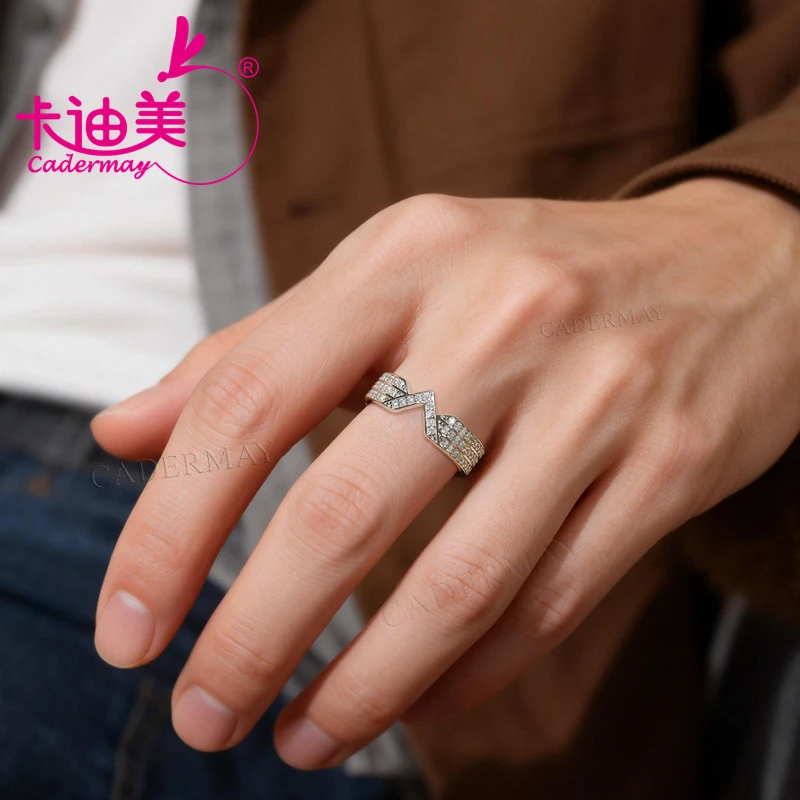 

Cadermay Round Shape D VVS1 Moissanite Rings For Men Women S925 Silver Ring Personal Fashion Jewely