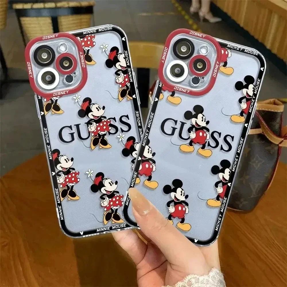 Soft Silicone Clear Back Etui Case For iPhone 16 Pro Max 15 14 Plus 13 12 11 Pro XR XS X 8 7 SE 2020 Disney Mickey Mouse Stitch