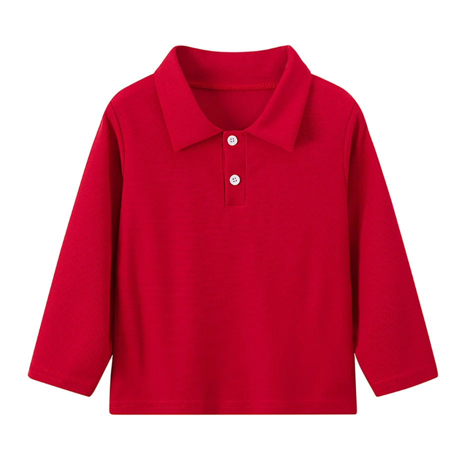 Herbstliches Kinder-Poloshirt mit einfarbigem Revers und langen Ärmeln, lässiges Joker-Shirt für Jungen und Mädchen, hübsches Kleid für Bruder und Schwester – Detail 5