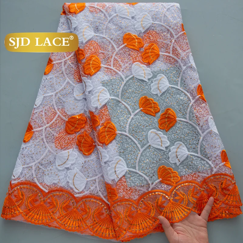 

SJD LACE French Nigerian Milk Silk Sequins Net Lace Fabrics 2025 Latest African Tulle Mesh Lace For Women Party Dresses Sew 4535