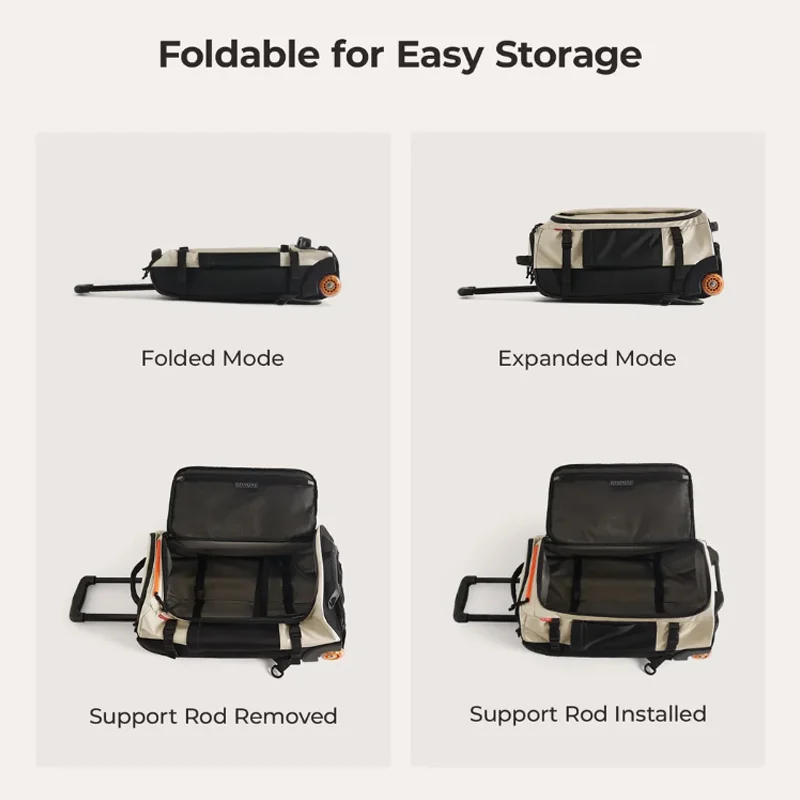 BAGSMART 43L Travel Backpack with Smooth PU wheels Large Capacity Roller Backpack MultiFunction Luggage Suitcase Backpack