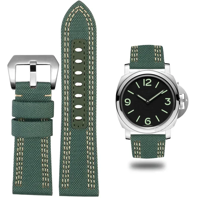 24 مللي متر 26 مللي متر حزام ساعة قماش نايلون لبانيراي 00984 985 لومينور اكسسوارات سوار أسود أزرق