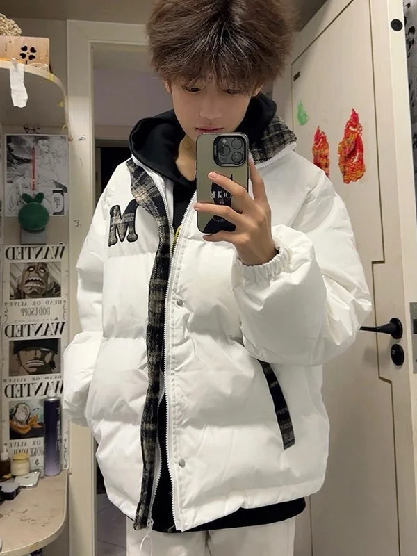 

plus Size Winter Thiened Warm Bread Sle Women's Jaet American Retro Letter Slimming Loose Cotton Outerwear Coat