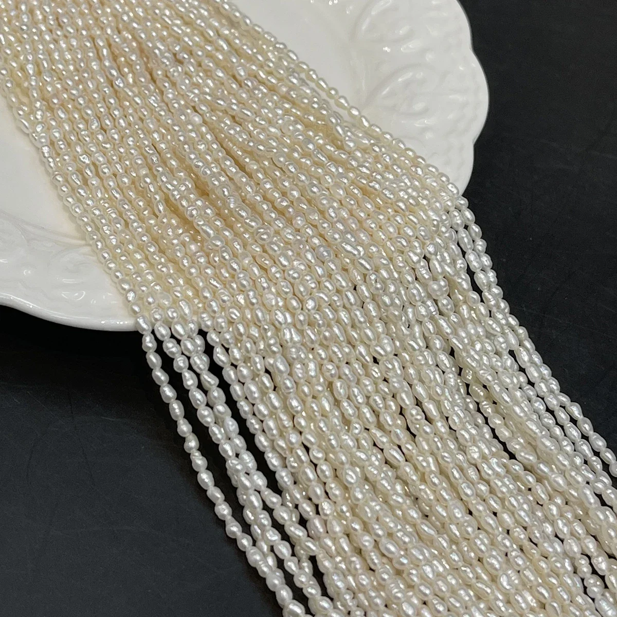 2-3mm Reisperlen Natürliche Süßwasserperlen Abstandshalter Lose Perlenstränge für Damen-Schmuckherstellung DIY Halskette Armband Ohrringe Zubehör – Detail 8