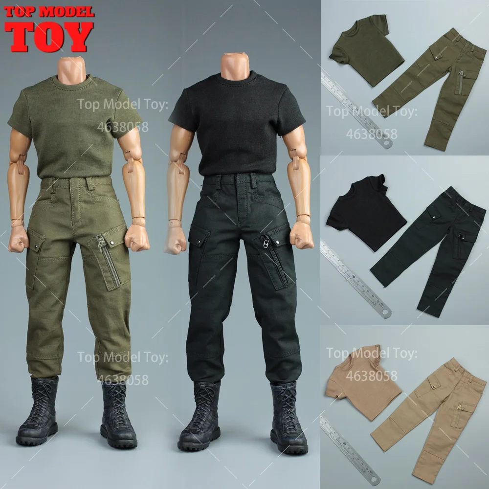 AFS 1/6 Tactical Clothing Combat T-shirt Pants Set Clothes Model Fit 12'' Male Soldier Normal Body Action Figure Body Dolls