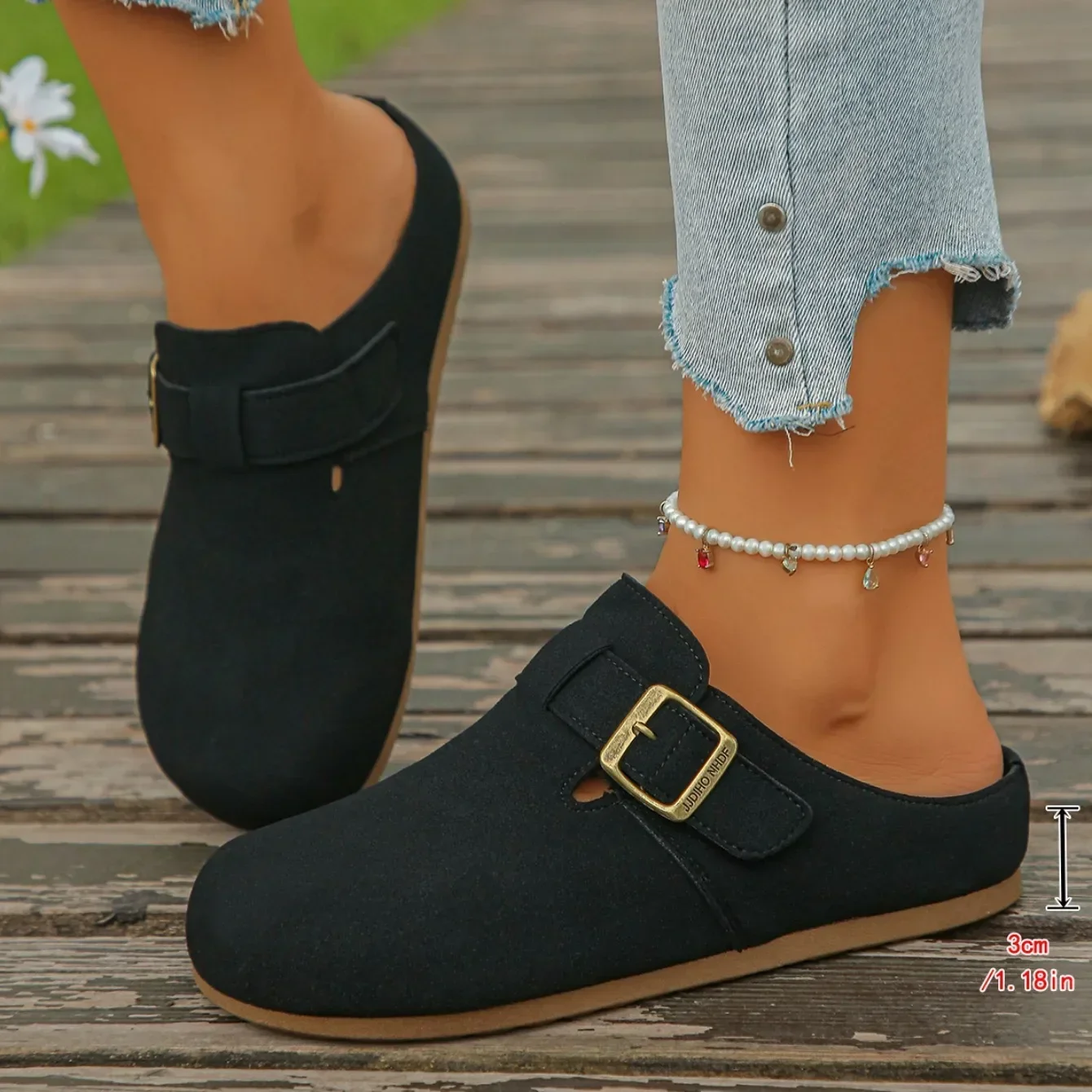 Modische Damen Wildleder-Mules Hausschuhe 2026 Damen Clogs mit Korksohle Sandalen mit Fußgewölbestütze Outdoor-Strand-Slides Hausschuhe für Damen – Detail 14