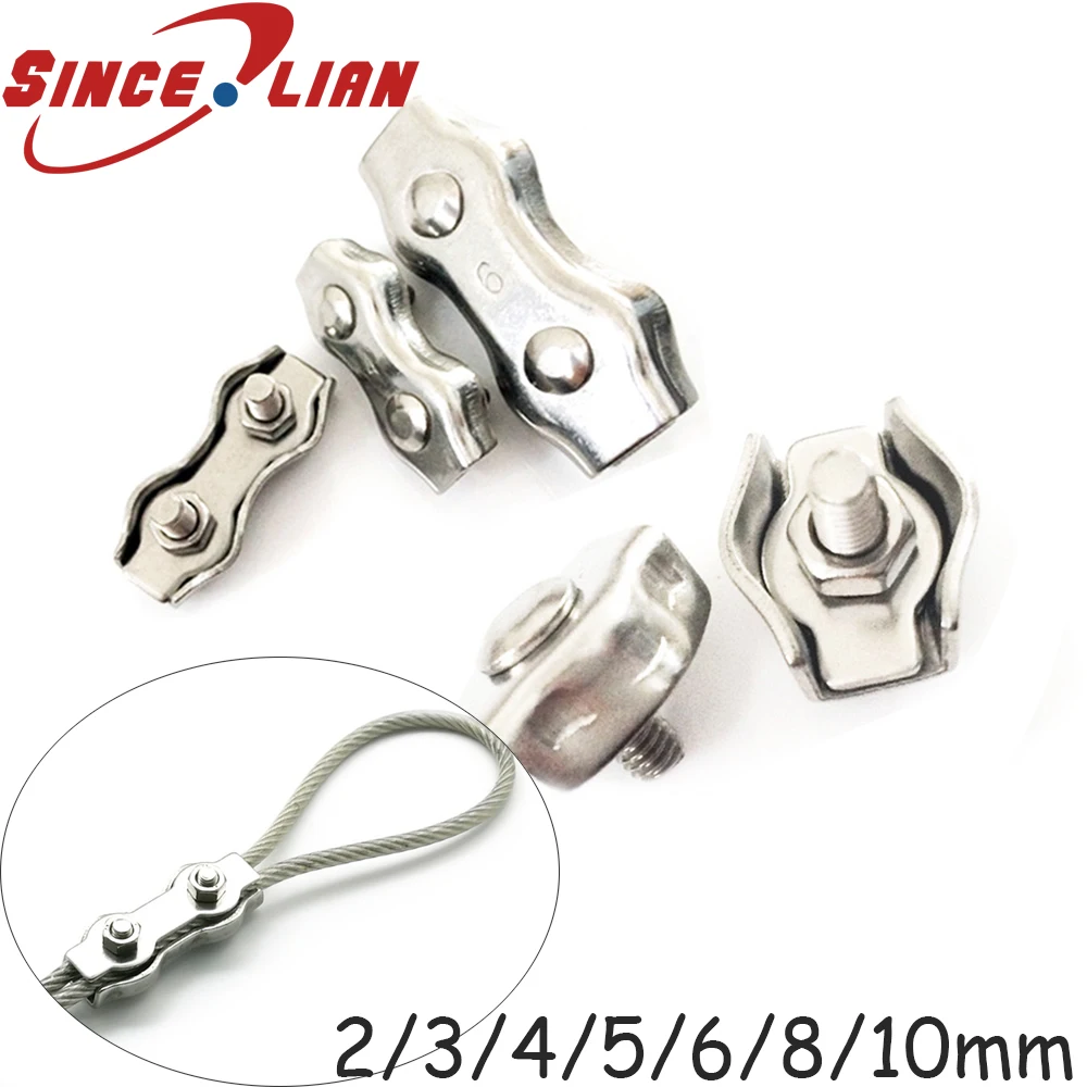 

M2 M3 M4 M5 M6 M8 M10 Single Clamps Buckle Wire Rope Clip Stainless Steel 304 Aluminum Cable Crimps Sleeve