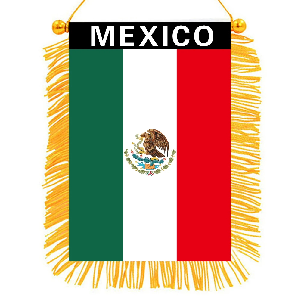 

aerxemrbrae 8*12cm Car Window Decoration Polyester mexico Hanging pennant Flags mexico Mini Pennant