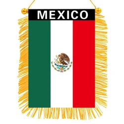 aerxemrbrae 8*12cm Car Window Decoration Polyester mexico Hanging pennant Flags mexico Mini Pennant