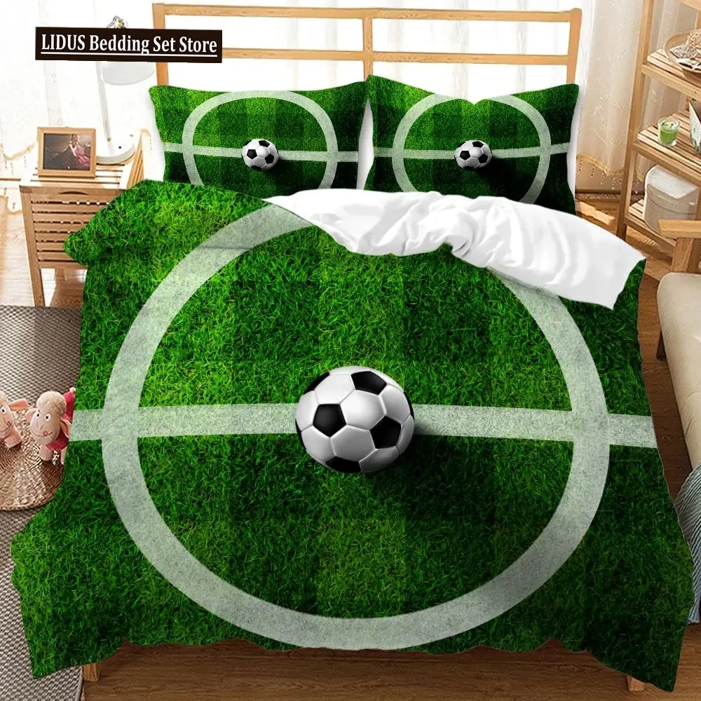 

Soccer Duvet Cover Set Sports Blue Flame 3D Printed Football Comforter Cover Set For Boys Soft Microfiber Queen/King Size