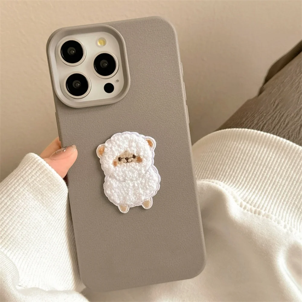 Korean Cute Fur Sheep Soft Silicone Phone Case For iPhone 16 15 14 13 12 Pro Max Plus 11 Lovely Shockproof Back Cover Capa Girl