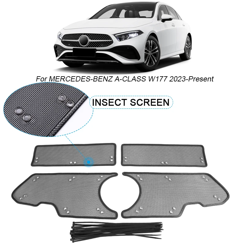 4PCS Car Insect-proof Air Inlet Protect Cover Airin Insert Net Vent Racing Grill Filter For Mercedes-Benz A-Class W177 2023-2025