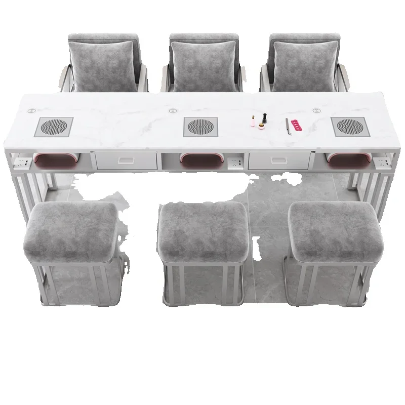 Meja Perlengkapan Nail Art dengan Sandaran Tangan dan Penyimpanan, Gaya Nordic untuk Wanita, Ergonomis, Scrivania Per Unghie, Perabot Rumah