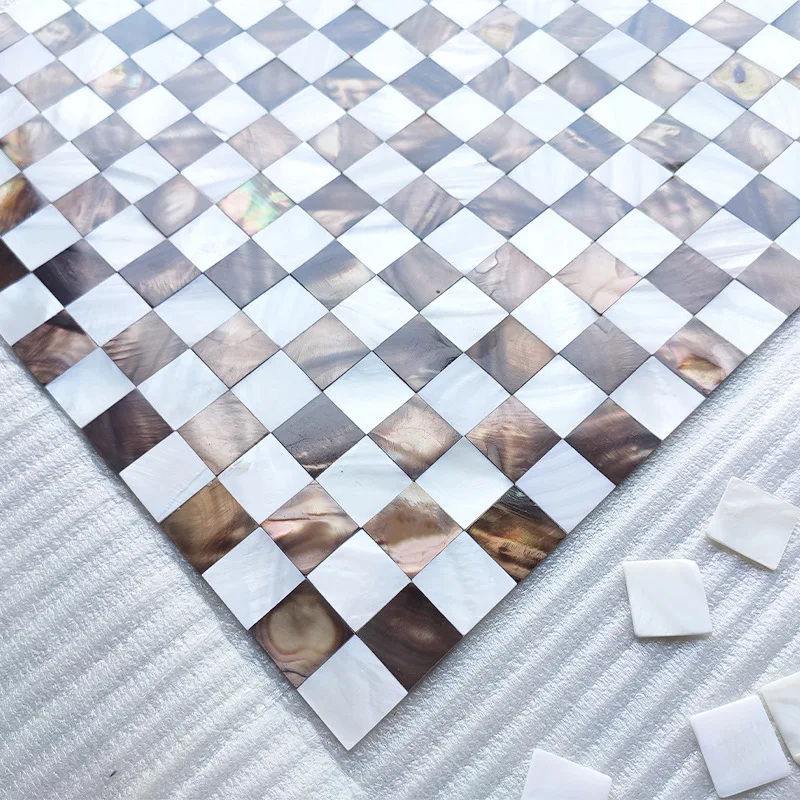 30x30cm Xingluo Chessboard Shell Mosaic Mixed Wall Stickers Background Wall 0.2cm Self-adhesive Tiles European Kitchen Bathroom