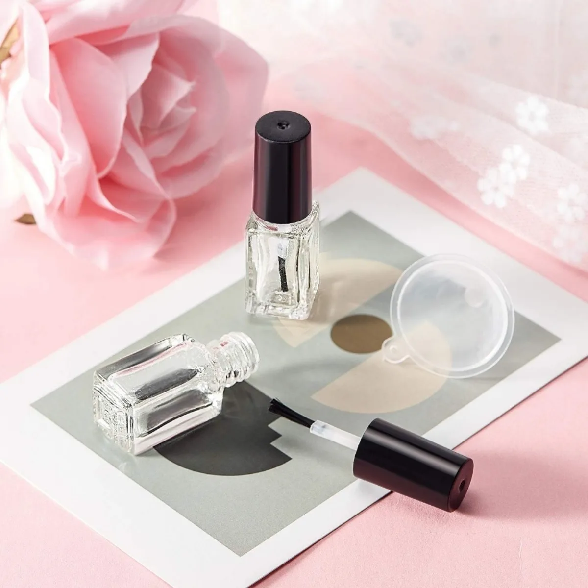20 Stück 5ml Leere Nagellackflaschen mit Rundpinsel, Kleine Klare Glas-Kosmetikbehälter, Nachfüllbare Nagellack-Flaschen – Detail 8