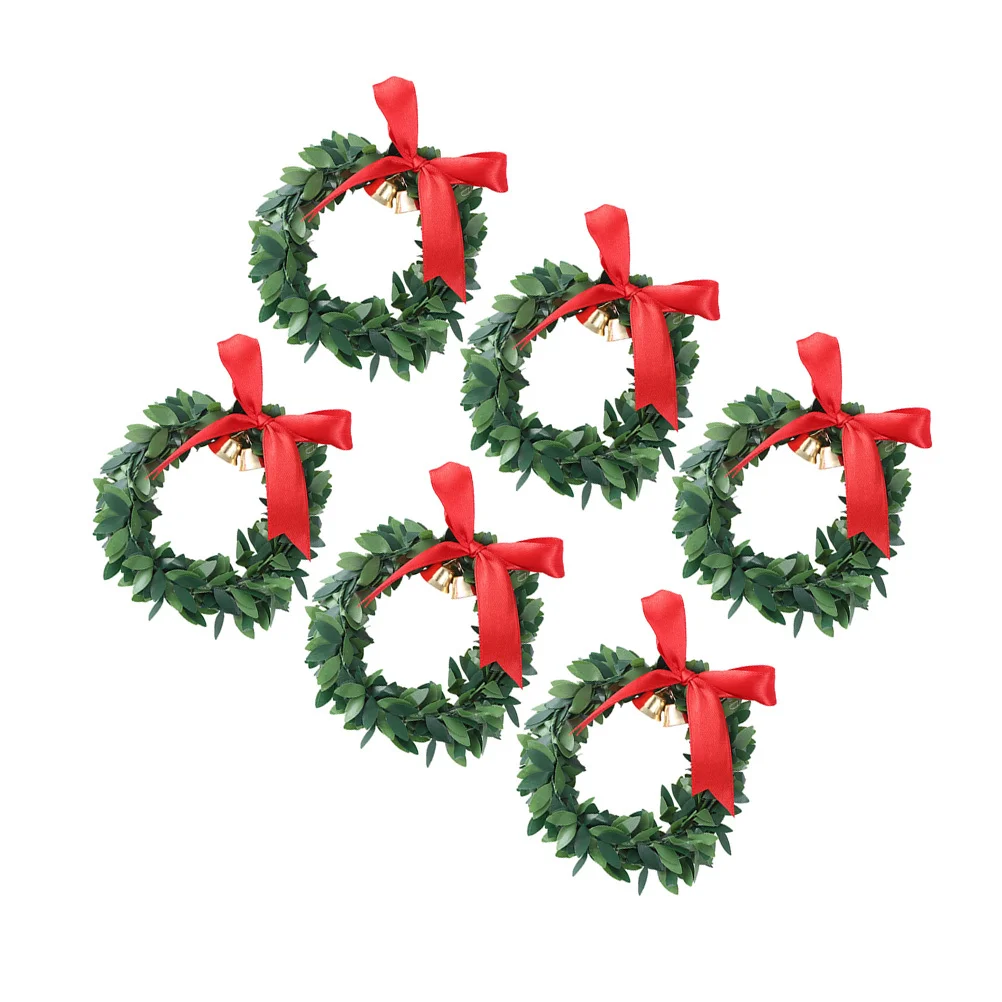 

6Pcs Christmas Bell Wreaths Hanging Festival Garland Mini Xmas Floral Wall Decoration Christmas Wreath Festival Garland