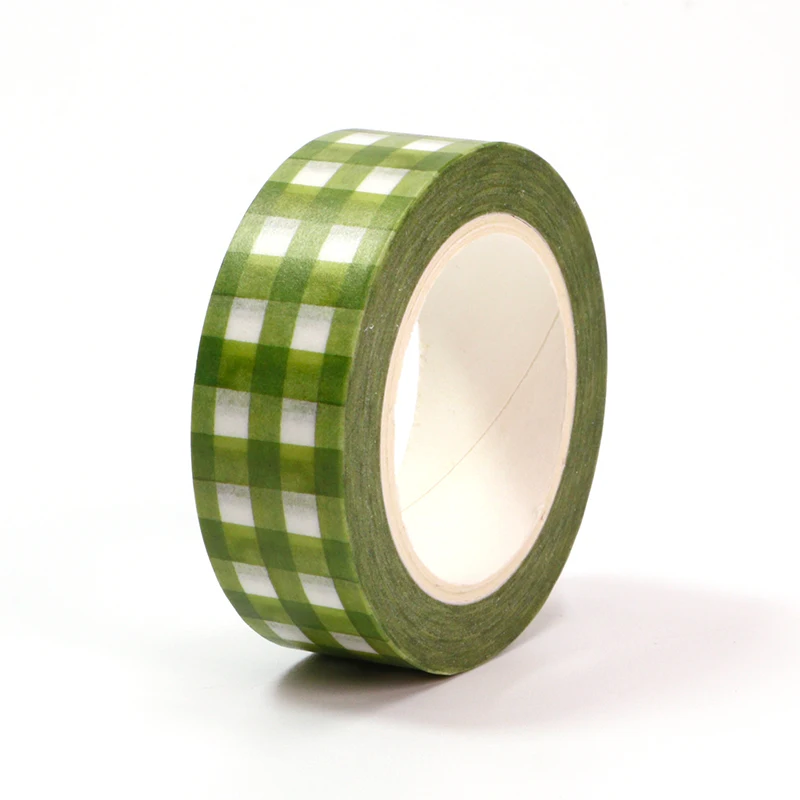 NEW 1PC 10M Decorative Cute Green Plaid Washi Tape for DIY Scrapbooking Planner Adhesive Masking Tape Kawaii Stationery