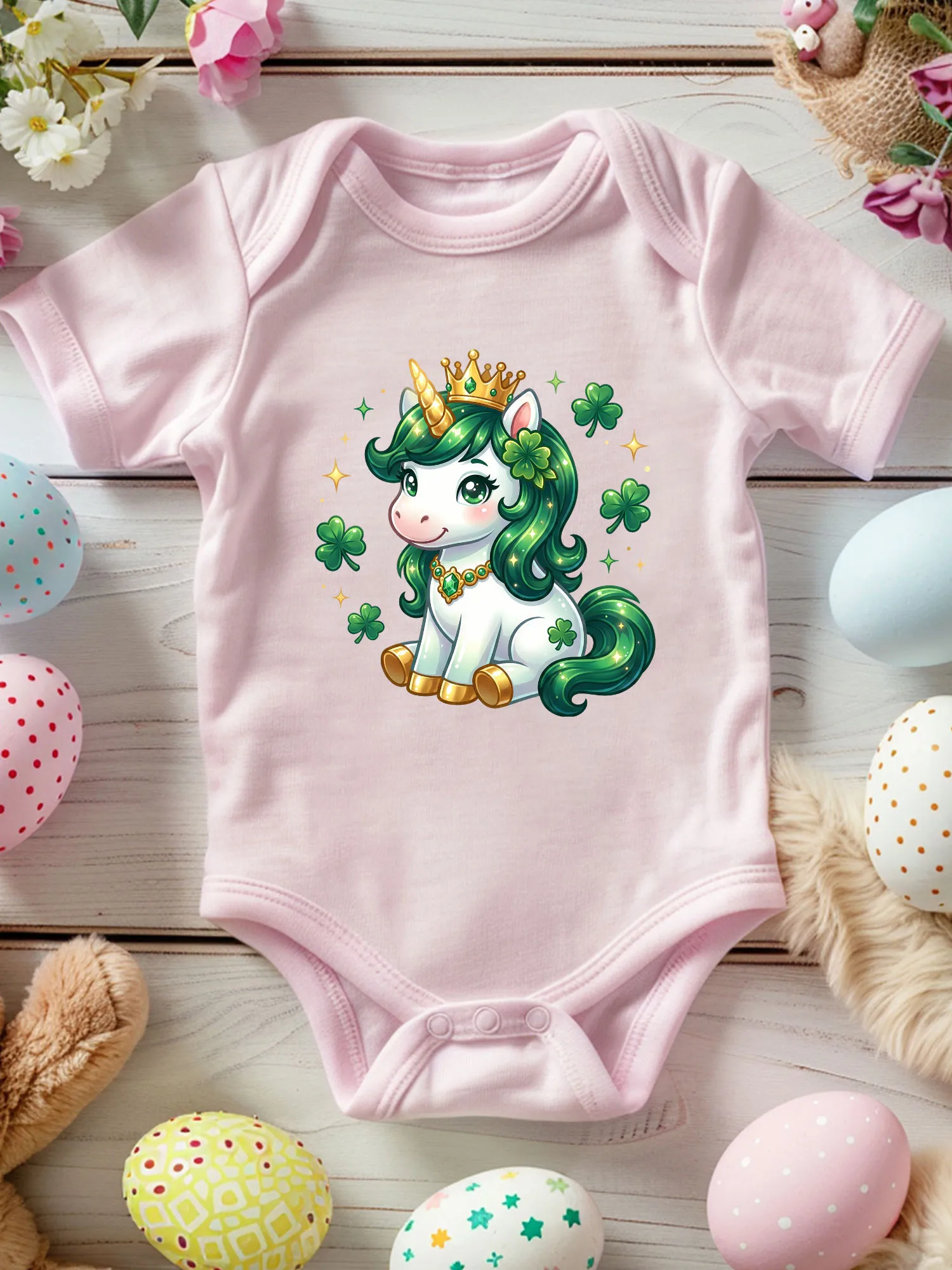 

Детский комбинезон Holy Unicorn ко Дню Святого Патрика, унисекс, 100% хлопок, мягкий, всесезонный, розовый, 190 г/м²