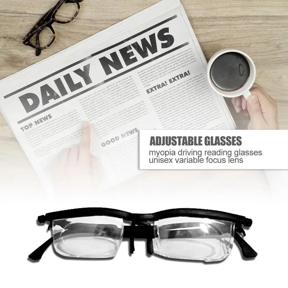 Reading Glasses Magnifiers Dial Adjustable Glasses Variable Focus for Reading Distance Vision Eyeglass Optical Instruments