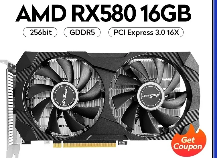 100% New RX 580 16G  Graphic Card Radeon RX580 Gaming Computer 16G PC Video Cards Vga DP Graphic Cards 16gb Rx 580 - view 4