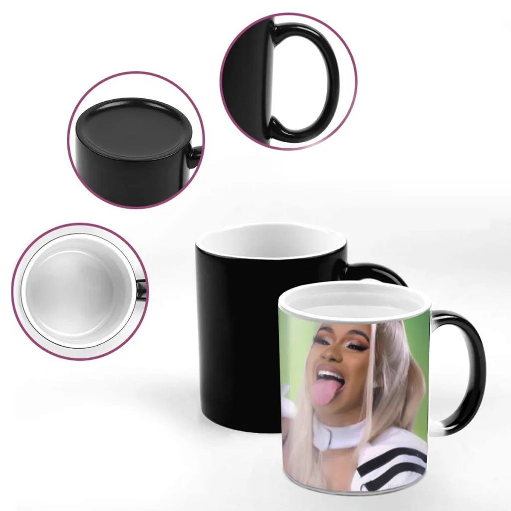 American Pop Rap Hip-Hop Singer Cardi B Coffee Mugs And Mug Creative Color Change Tea Cup Ceramic Milk Cups Novelty Gifts