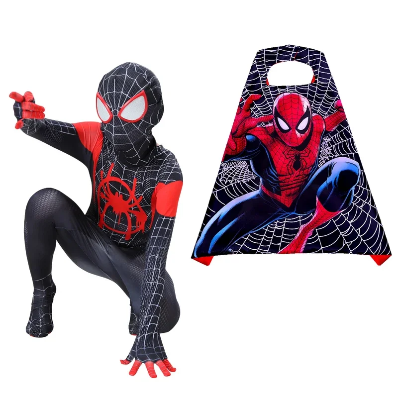 Marvel's Spider Man Kids Boys Cosplay Costumes Game Character Role Play Spandex Suit with Cape Children Birthday Christmas G^0*l