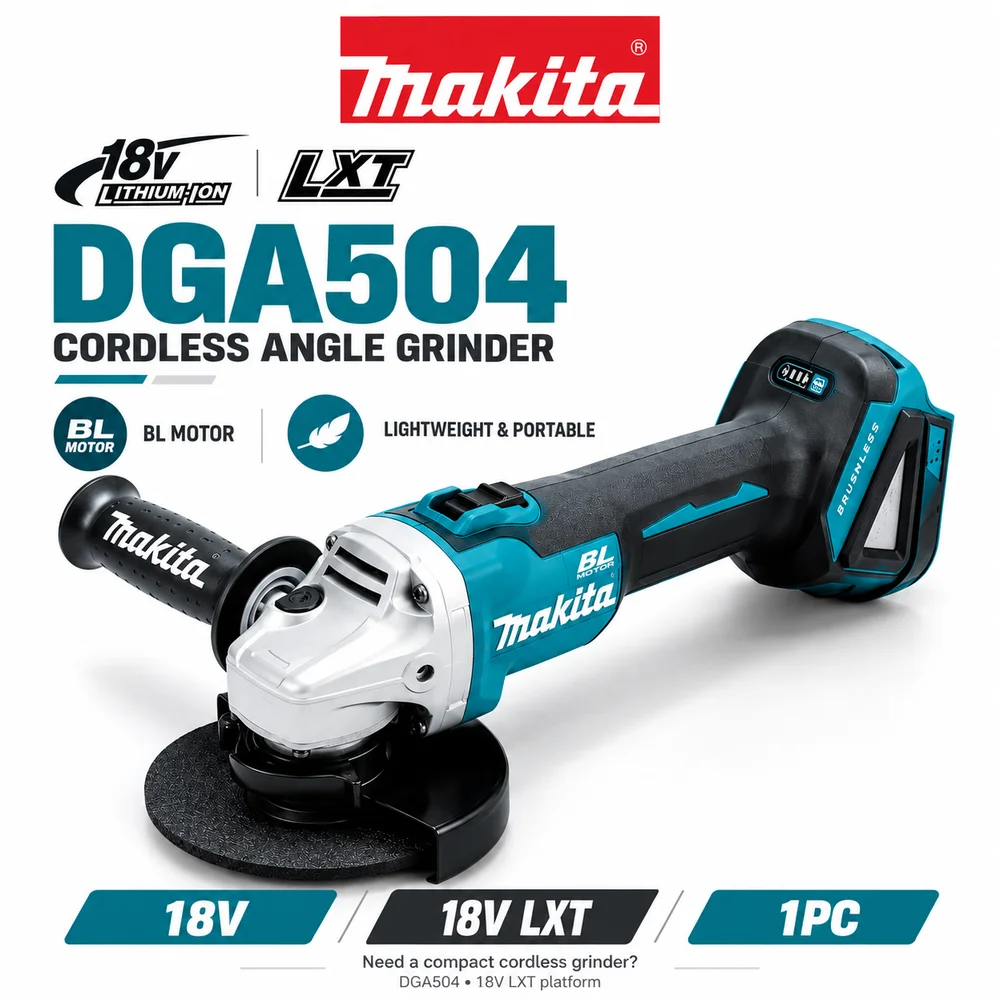 Makita DGA504 Akku-Winkelschleifer, 18V Bürstenloser LXT-Werkzeug für Schneiden, Schleifen und Polieren, Metallbearbeitung, Werkstatt und Wartung, Original BL1860B 6.0Ah
