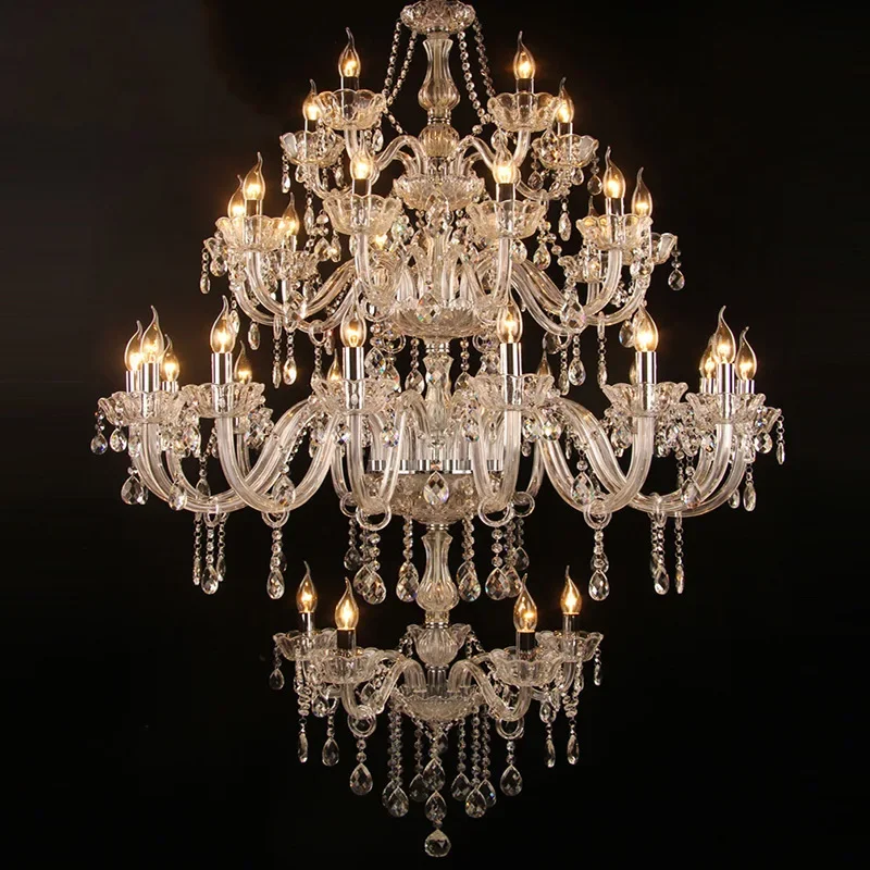 Stairs 1/2/3/4 Layer K9 Crystal Chandelier Pendant Light Luxury Lamp Hotel Lobby Villa Foyer Decoration Living Light Vintage