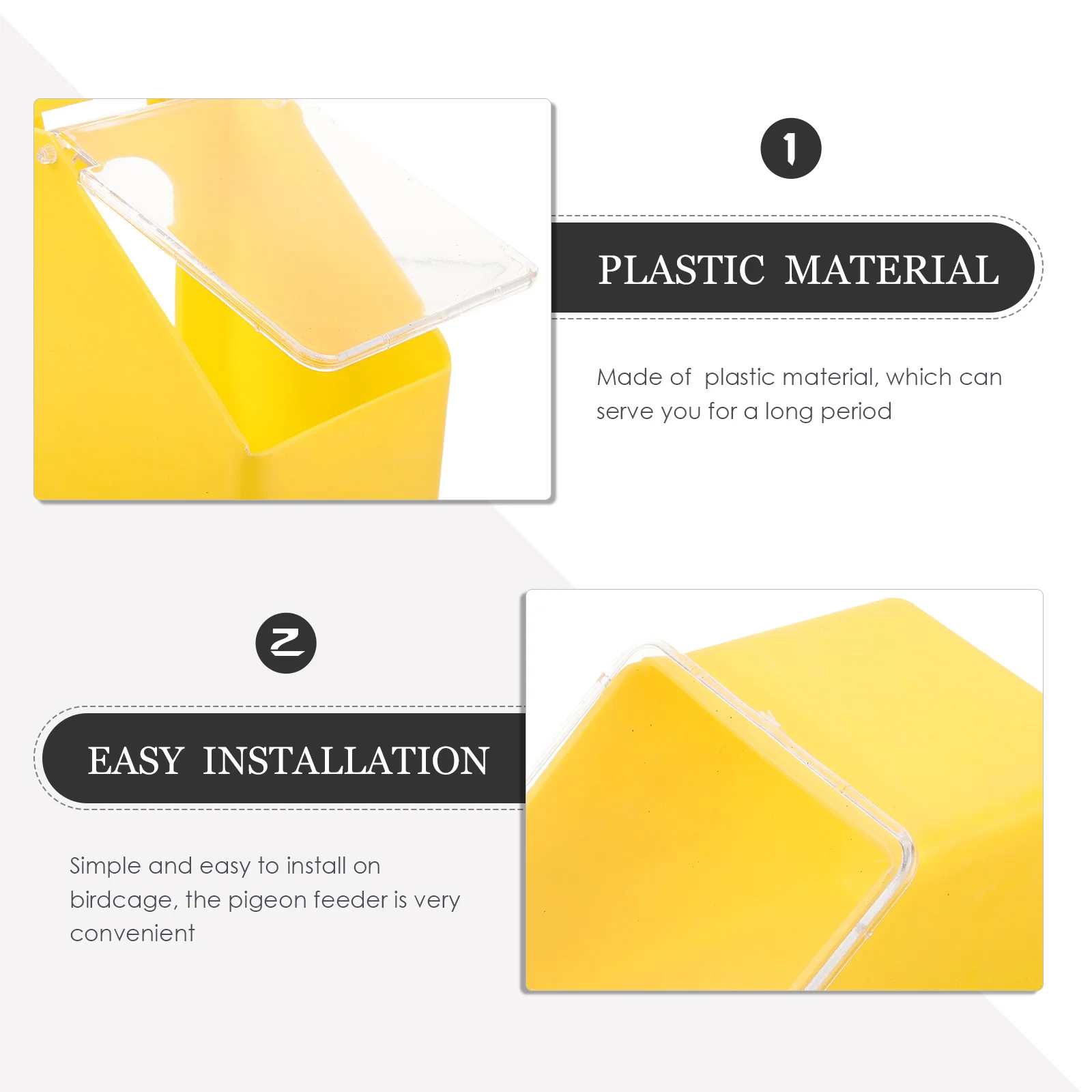 

1PC Yellow Large Capacity Hanging Bird Feeder Food Water Trough Cage Accessory Storage Container Easy Install for Pigeon