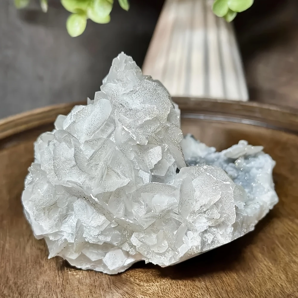 1pc 100g-200g White Rose Calcite Mineral Speciman UV Reaction Under UV Light Crystal Craft  Valentine's Day Gift for Your Lover