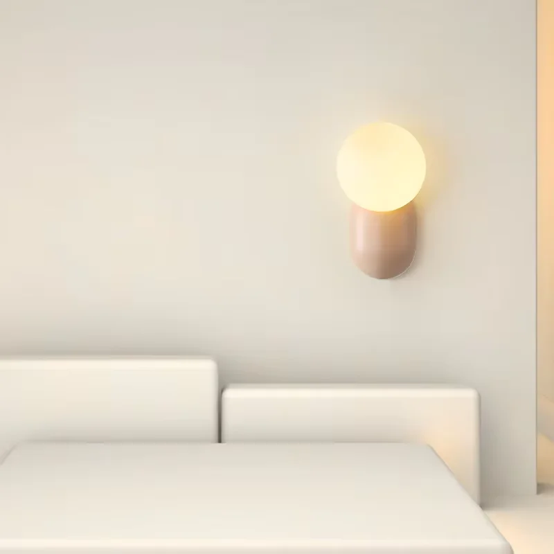 Simple version of LED Nordic wall lamp cream style wall lamp living room bedroom bedside lamp home aisle decorative lighting fix