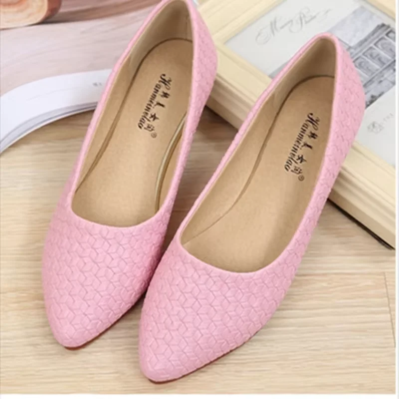 2023 New Brand Promotion Plus Size Pointed Toe Flats For Women Wide Fits Ballerina Flock Comfortable Moccasines EU32-48 29cm Red
