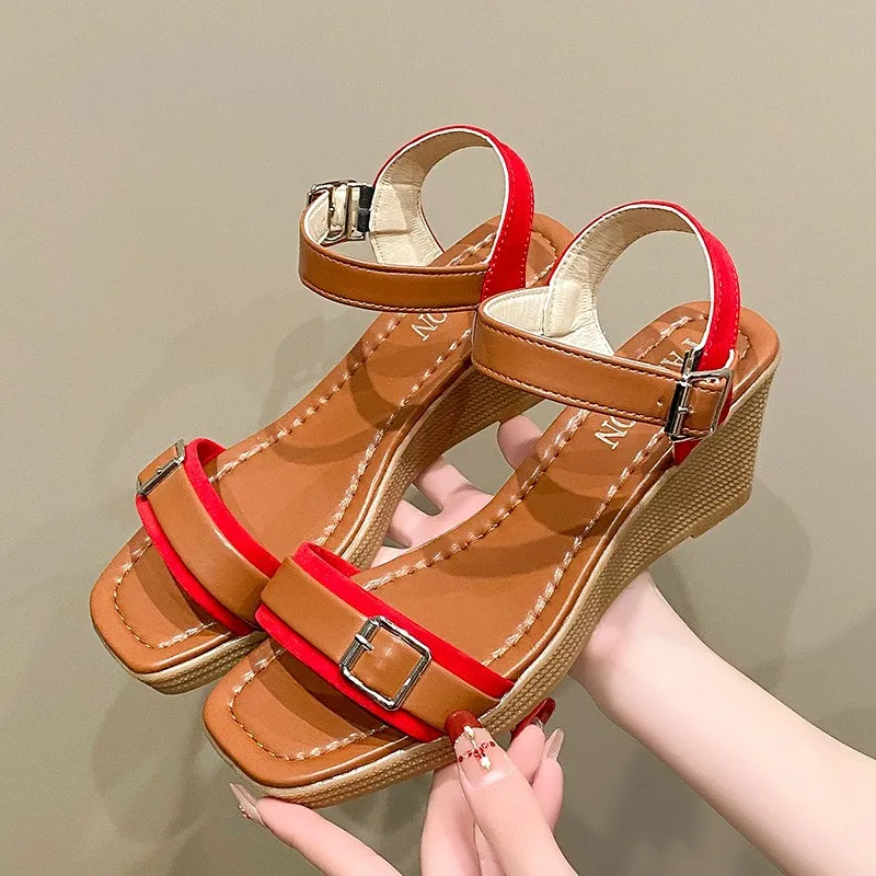 Women\'s Summer Luxury Designer Ladies Platform Sandals Fashion Colorful Print Wedges High Heels Sandals Casual Party Shoes Woman