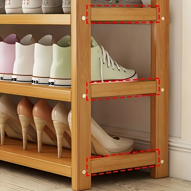 1 bamboo shoe rack for household floor-standing simple shoe rack multi-layer storage rack to save space and store small shoe cab