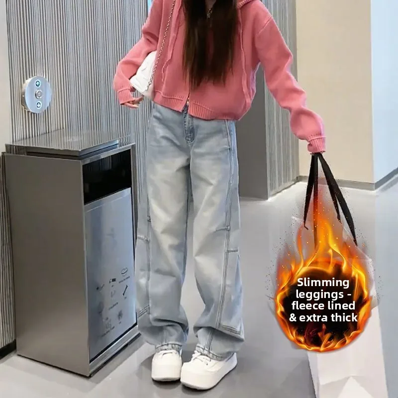 Jeans a gamba larga a vita alta con lavaggio leggero Pantaloni larghi in denim larghi da donna Pantaloni streetwear casual dimagranti per abiti quotidiani alla moda