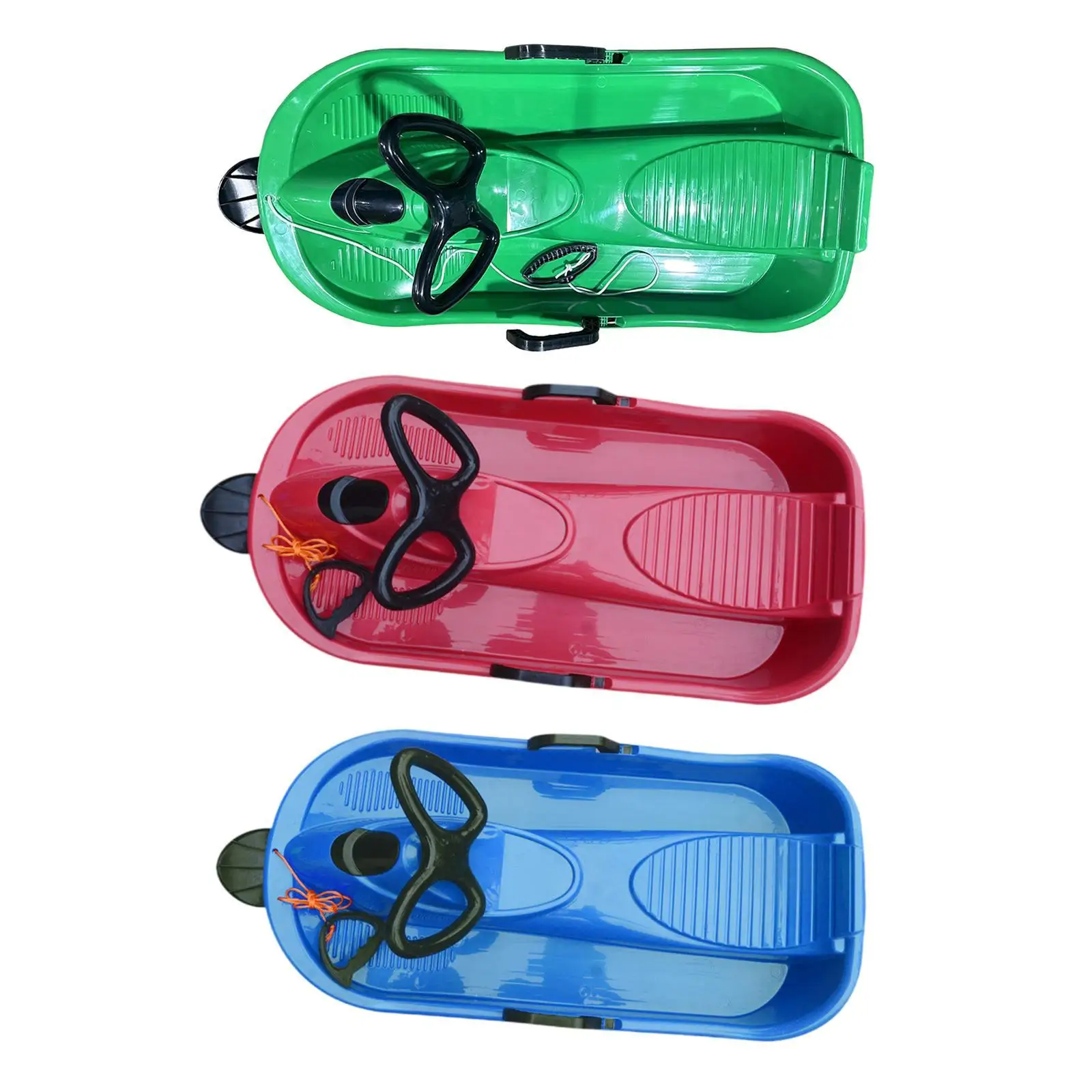 

Kids Snow Sled Plastic Lightweight Toboggan with Side Handles Steering Wheel for Children Winter Snow Games Sleigh Fun Sport