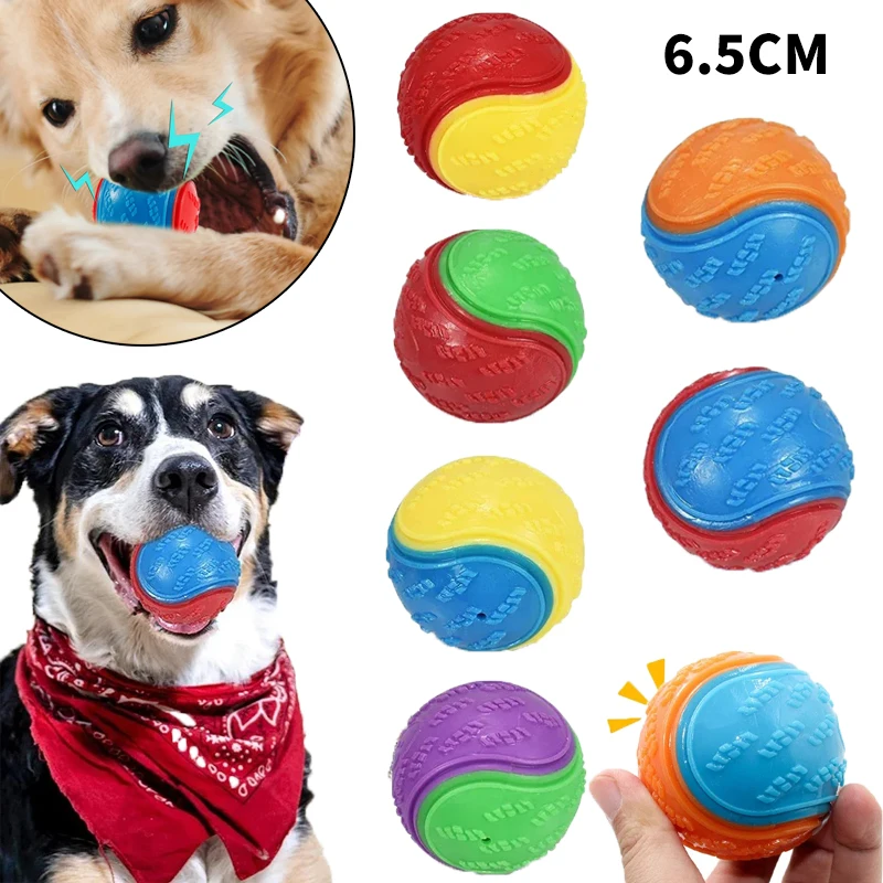 Pet Dog Toy Interactive Rubber Squeaky Ball Dog Toy Bite-resistant High Bounce Puppy Ball Interactive Playing for Dogs Toys