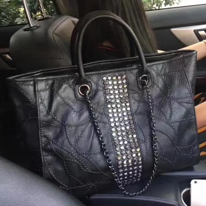 2023 New European And American Simple Tote Bag Temperament Style Diamond Handbag Casual Fashion Versatile Shoulder Bag For Women