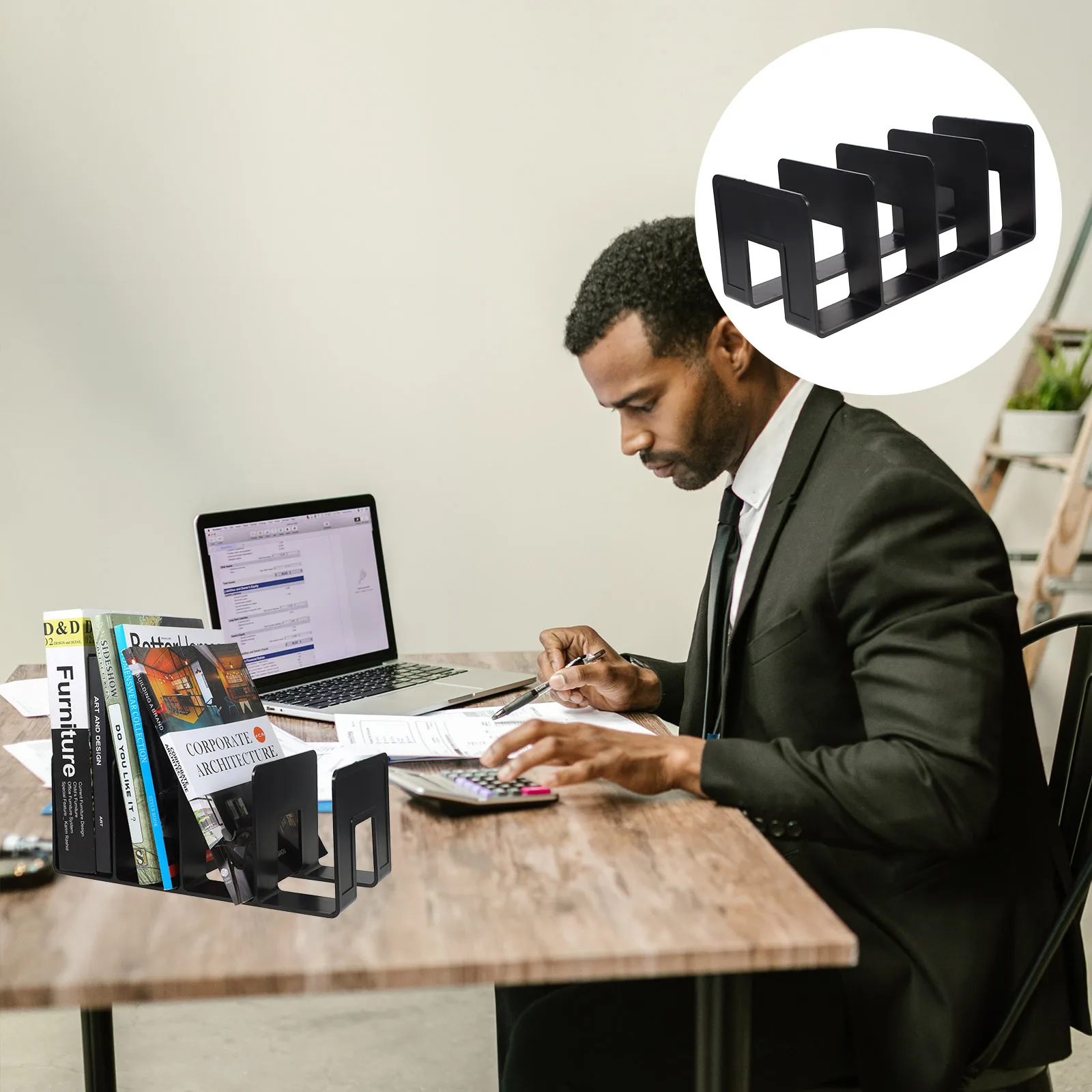 

Sturdy Plastic Book Ends File Organizer Multi-Function Bookstand for Documents Reading Materials Desktop Study Library