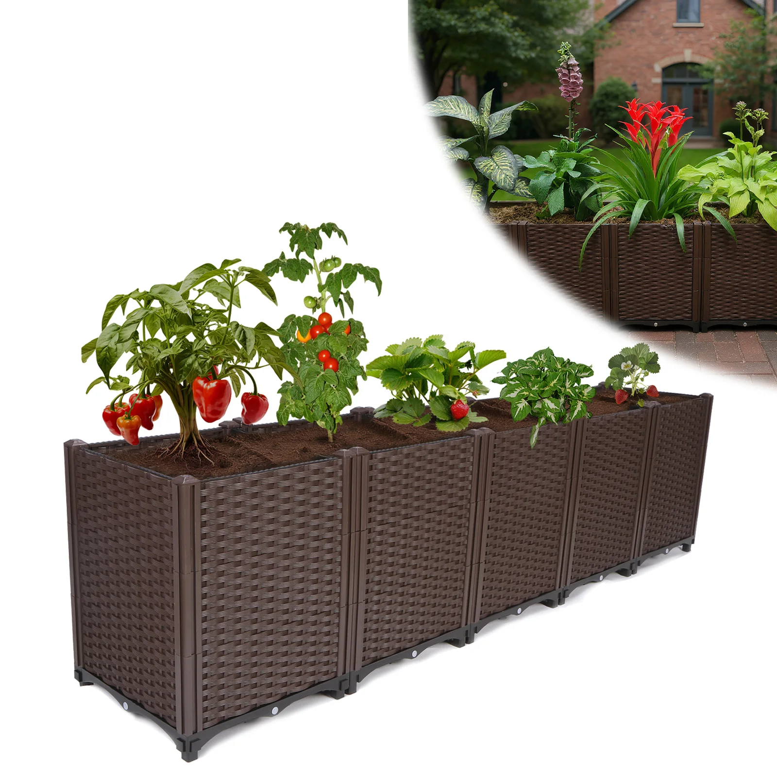 

79x16x20 Inch Large Vegetable Flower Bed Kit Outdoor Planting Boxes for Growing Flowers Vegetables