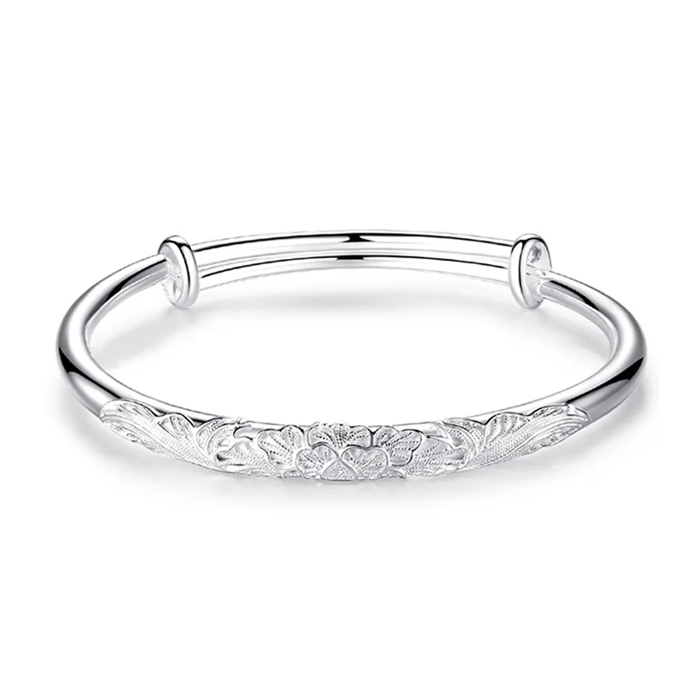 Hot Sale Fashion 925 Sterling Silver Round Bracelet Bangles Trendy Simple Big Bangle for Women Jewelry Gift